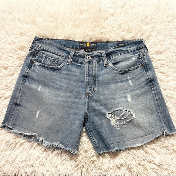 Lucky Brand Pants - Lucky Brand The Boyfriend Short Distressed Cut-off Blue Jean Shorts Size 8/29